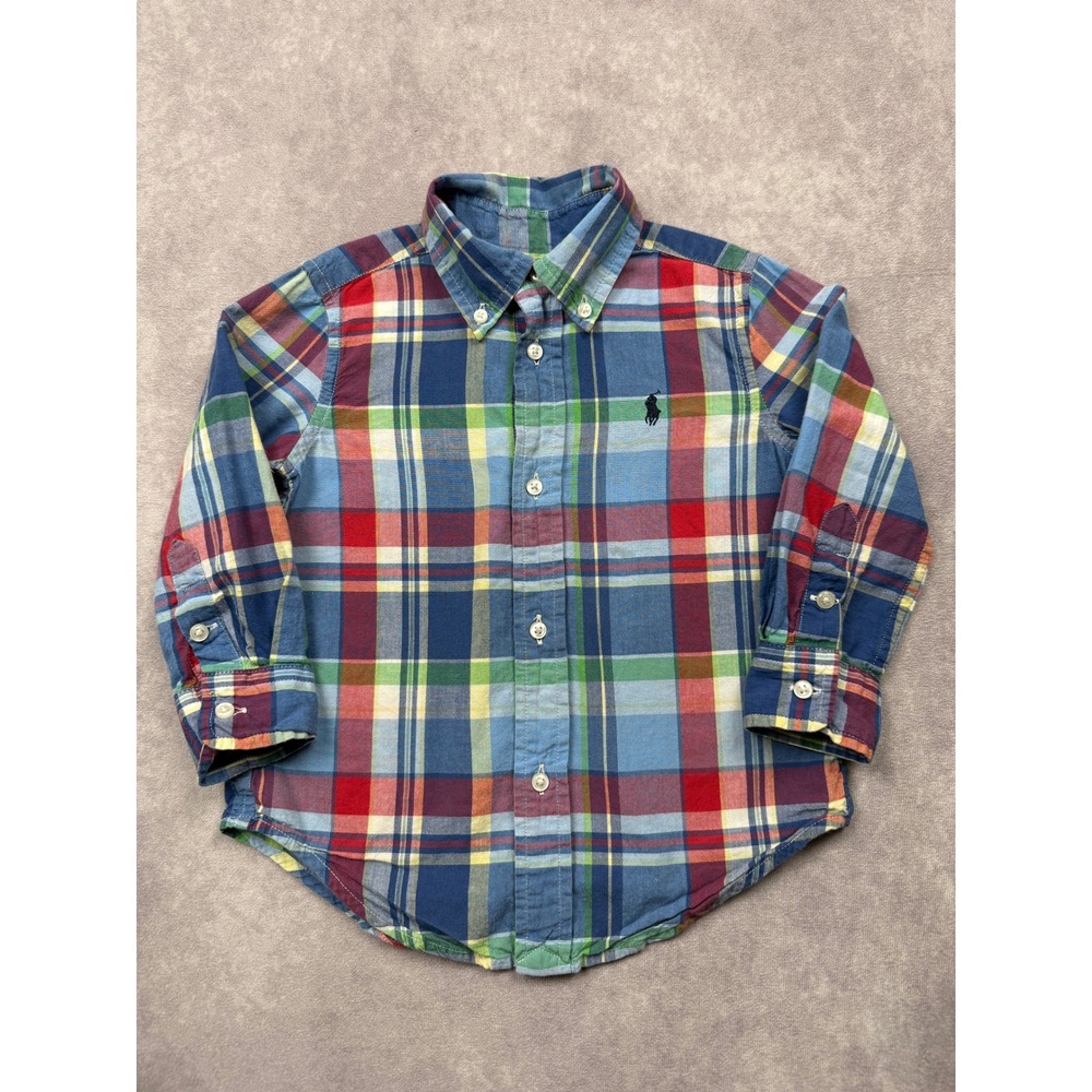 Ralph Lauren Kids 2/2T Multicolor Plaid Cotton Button Shirt Classic Preppy Logo
